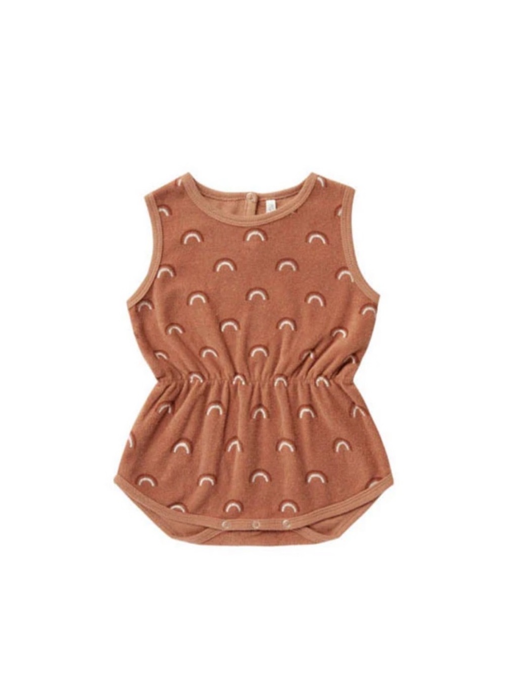 Rylee & Cru Kids Sleeveless Romper in Rust with Rainbow Print